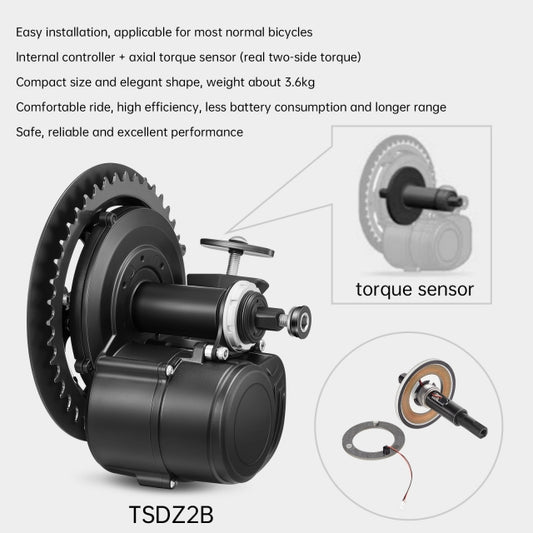 Motor Central Tongsheng TSDZ2B – 250W, 36V, Sensor de Par, 80Nm